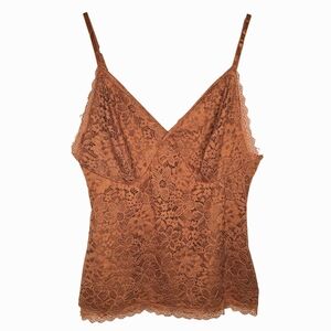 Women's Floral Laced Cami V-Neck Lined Tank Top Stretc Feminine Coquette Chic